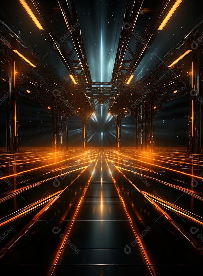 Pano de fundo com iluminação de holofotes laranja para folhetos imagem realista ultra hd design alto