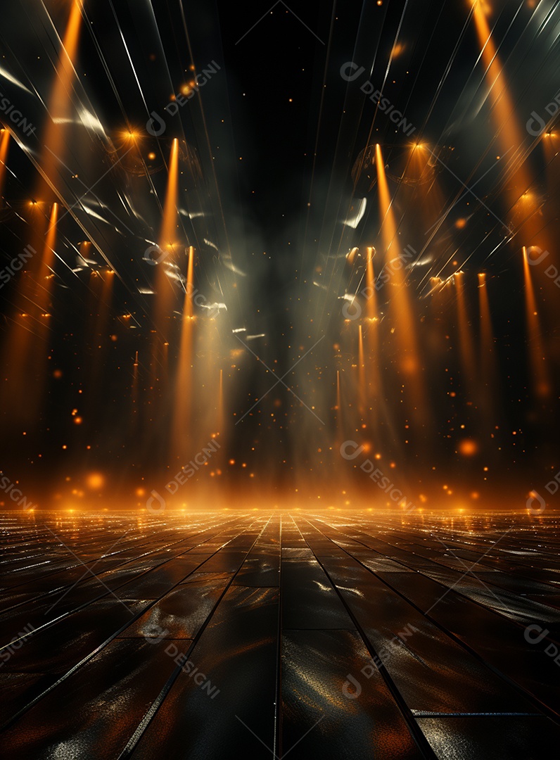 Pano de fundo com iluminação de holofotes laranja para folhetos imagem realista ultra hd design alto
