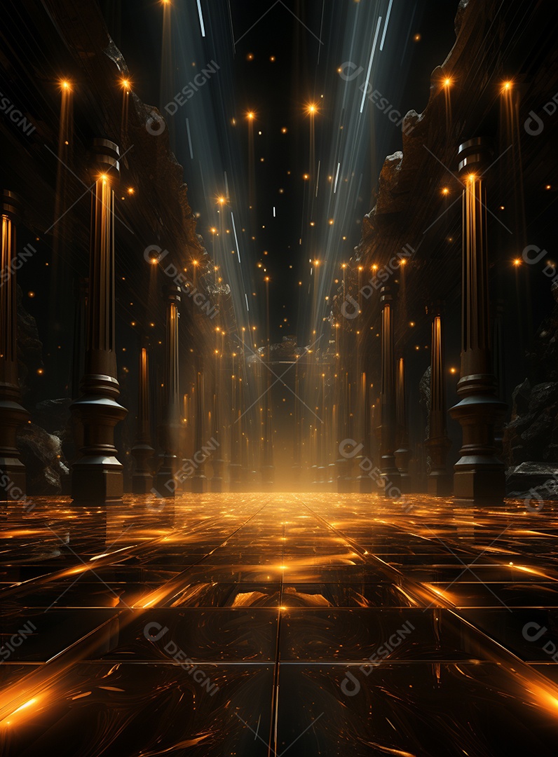 Pano de fundo com iluminação de holofotes laranja para folhetos imagem realista ultra hd design alto