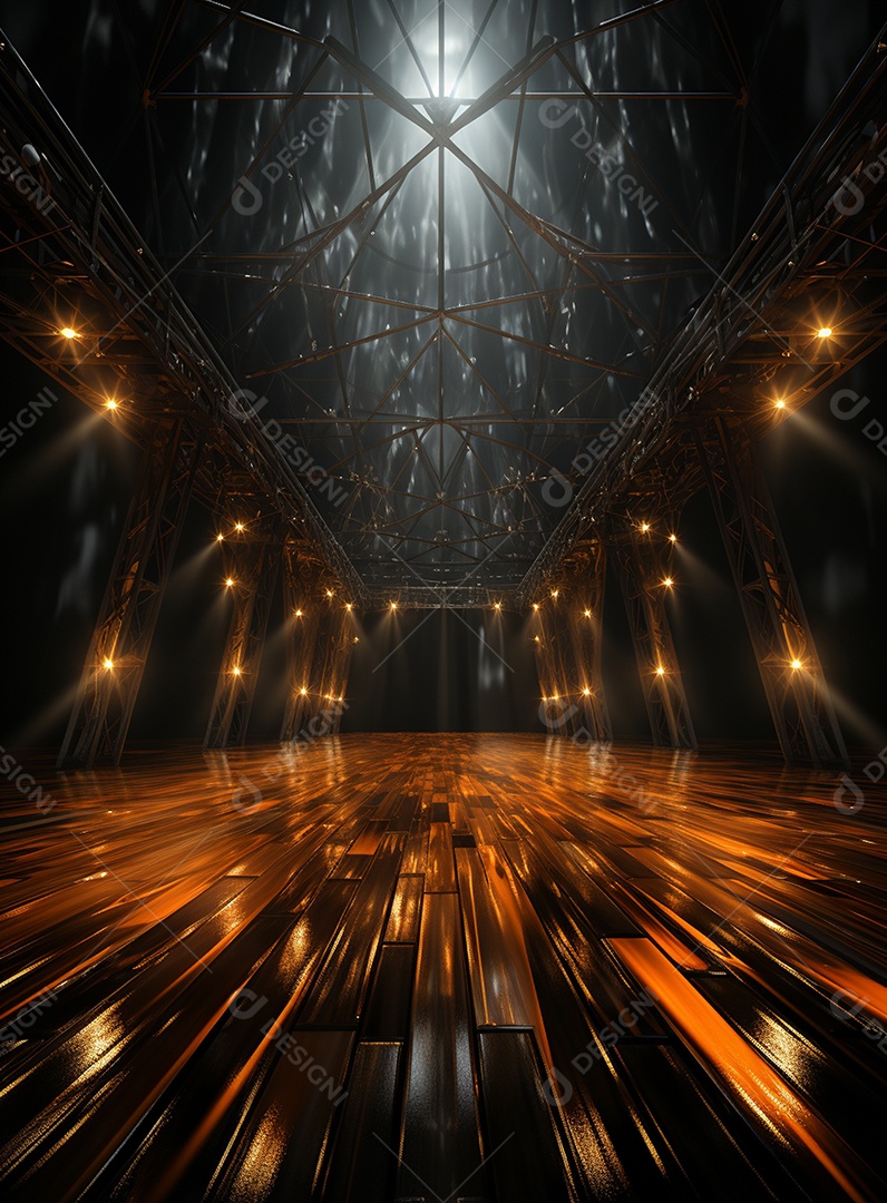 Pano de fundo com iluminação de holofotes laranja para folhetos imagem realista ultra hd design alto