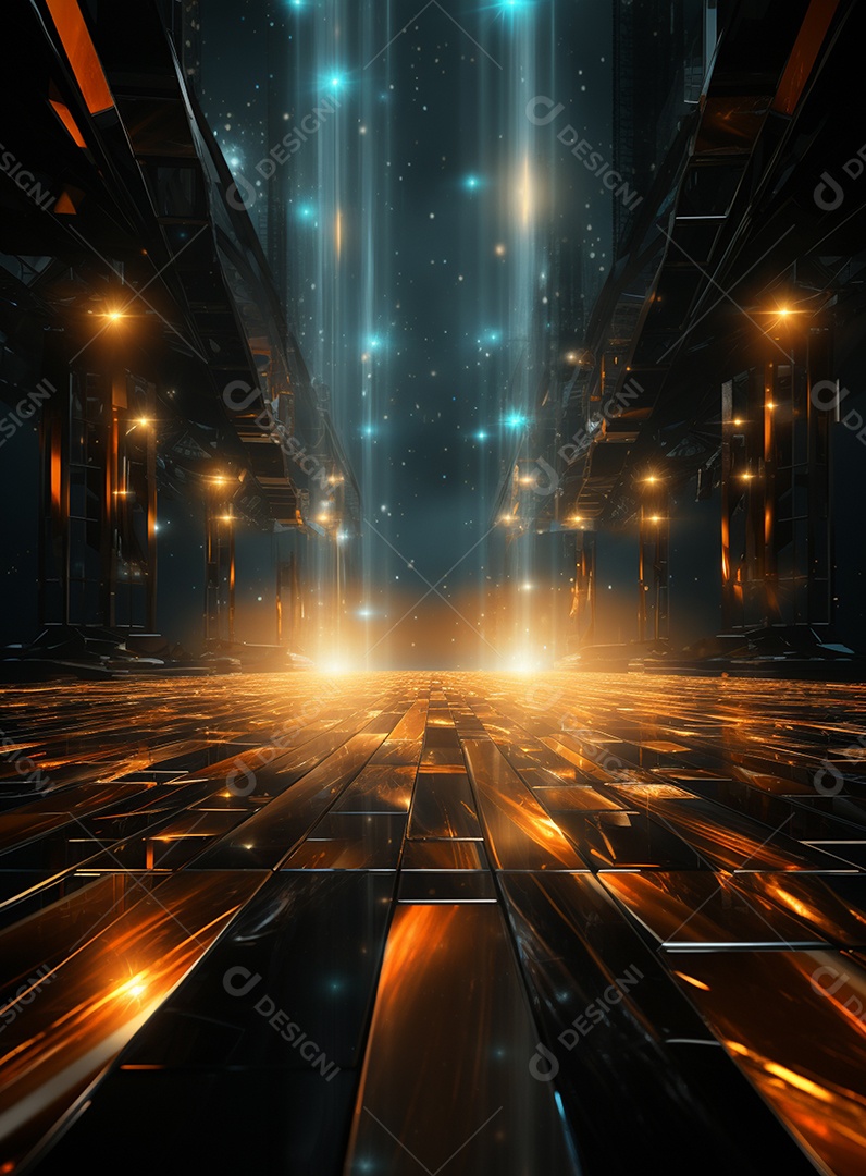 Pano de fundo com iluminação de holofotes laranja para folhetos imagem realista ultra hd design alto