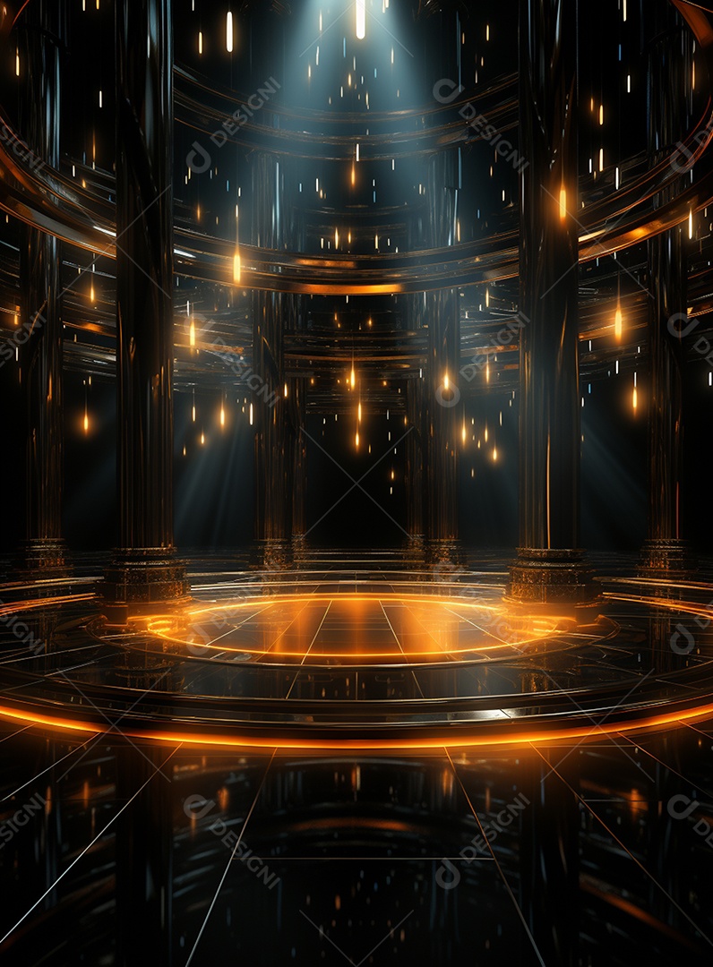 Pano de fundo com iluminação de holofotes laranja para folhetos imagem realista ultra hd design alto