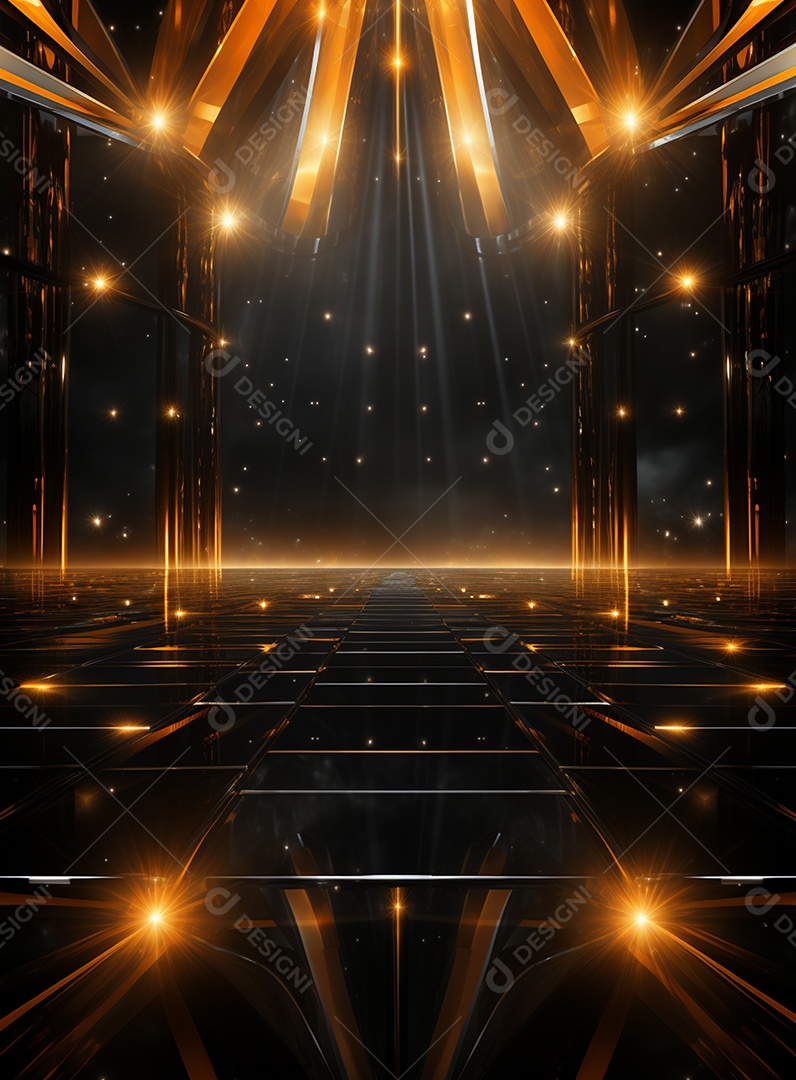 Pano de fundo com iluminação de holofotes laranja para folhetos imagem realista ultra hd design alto