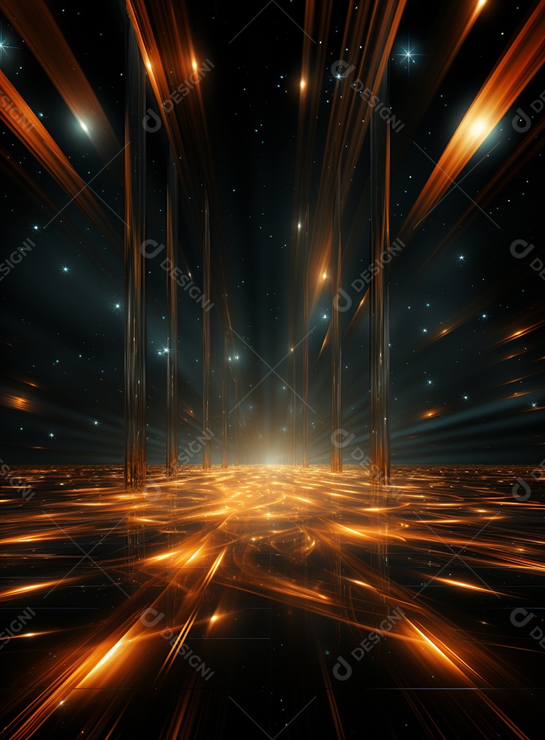 Pano de fundo com iluminação de holofotes laranja para folhetos imagem realista ultra hd design alto