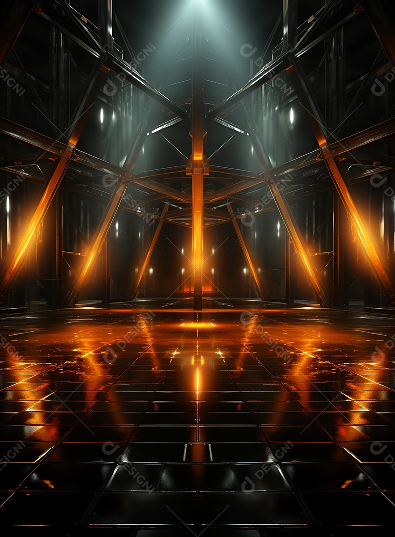 Pano de fundo com iluminação de holofotes laranja para folhetos imagem realista ultra hd design alto