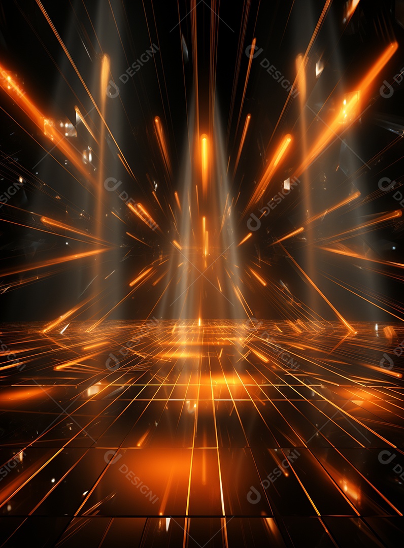 Pano de fundo com iluminação de holofotes laranja para folhetos imagem realista ultra hd design alto