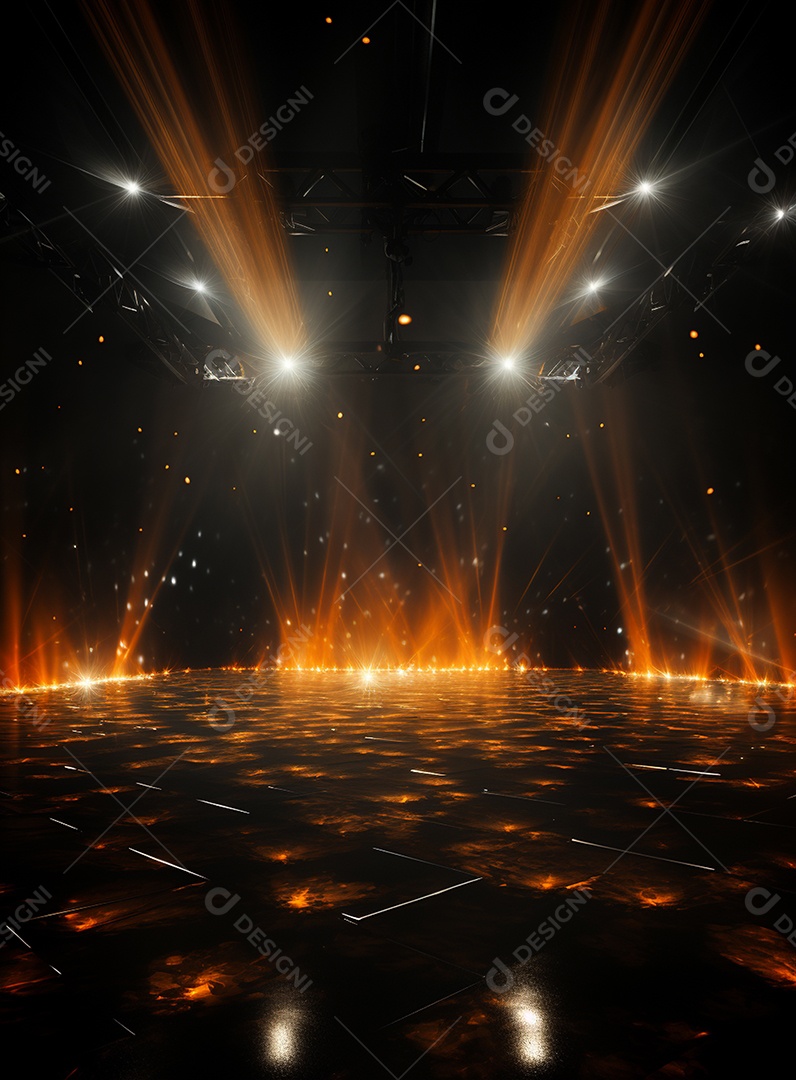 Pano de fundo com iluminação de holofotes laranja para folhetos imagem realista ultra hd design alto