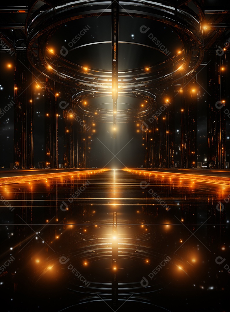 Pano de fundo com iluminação de holofotes laranja para folhetos imagem realista ultra hd design alto