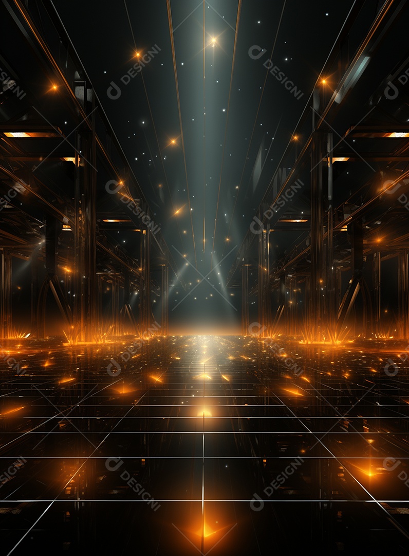 Pano de fundo com iluminação de holofotes laranja para folhetos imagem realista ultra hd design alto