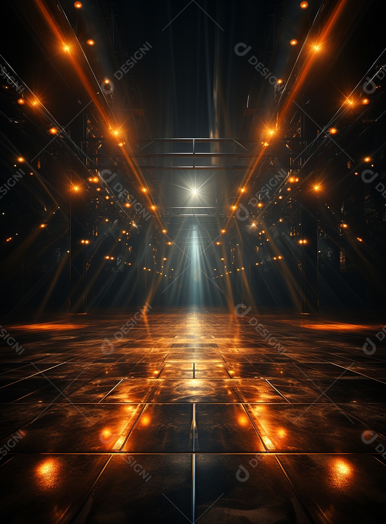 Pano de fundo com iluminação de holofotes laranja para folhetos imagem realista ultra hd design alto