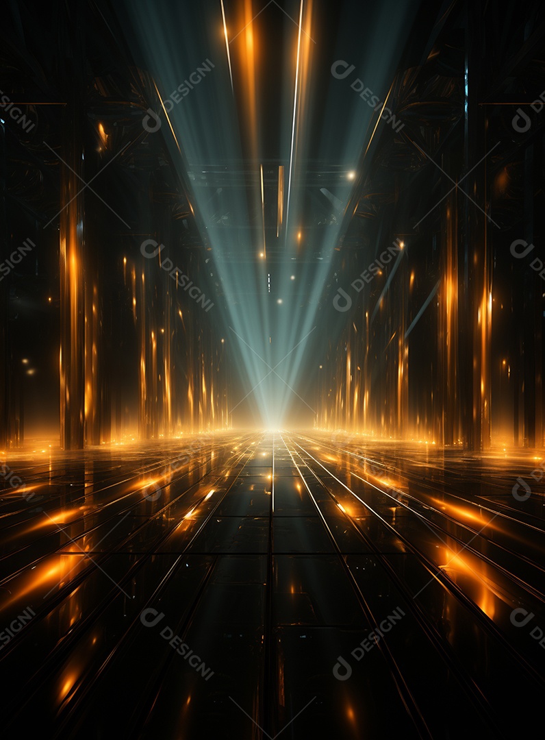 Pano de fundo com iluminação de holofotes laranja para folhetos imagem realista ultra hd design alto