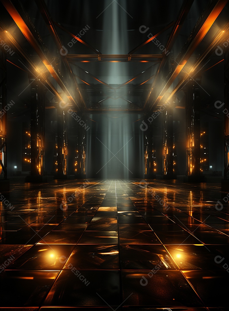 Pano de fundo com iluminação de holofotes laranja para folhetos imagem realista ultra hd design alto