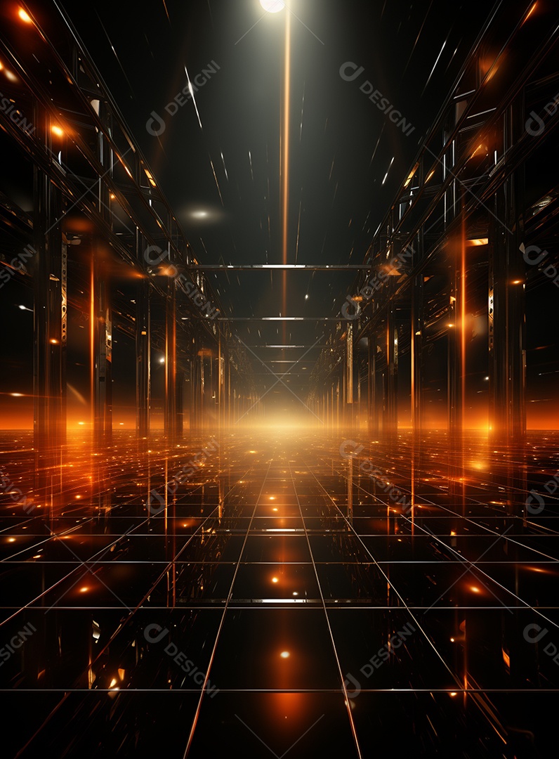 Pano de fundo com iluminação de holofotes laranja para folhetos imagem realista ultra hd design alto