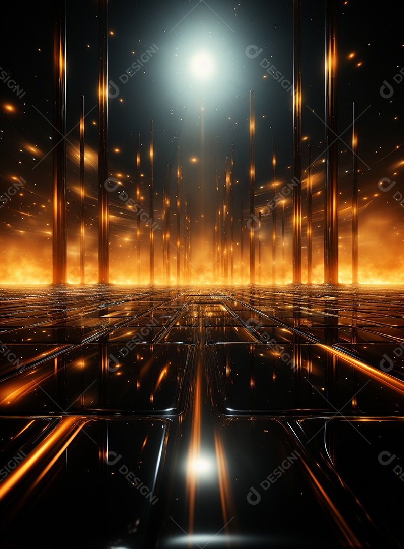 Pano de fundo com iluminação de holofotes laranja para folhetos imagem realista ultra hd design alto