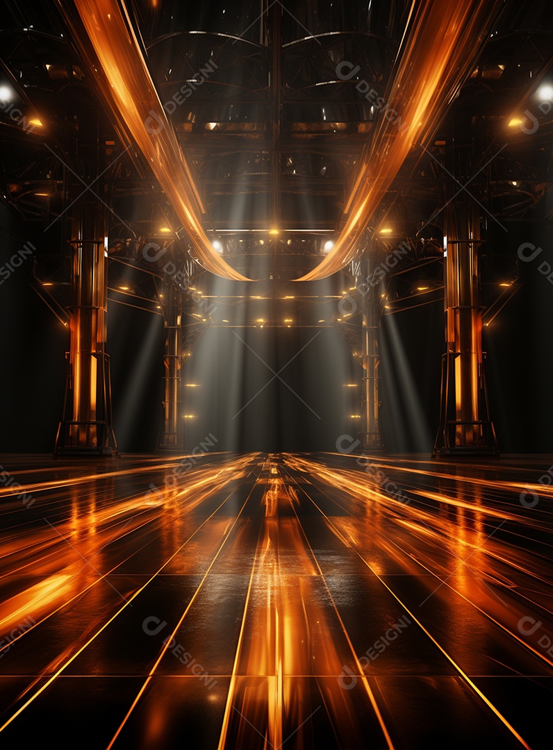 Pano de fundo com iluminação de holofotes laranja para folhetos imagem realista ultra hd design alto