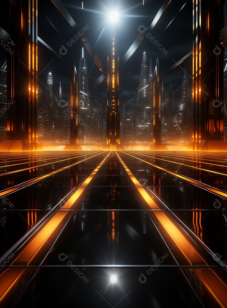 Pano de fundo com iluminação de holofotes laranja para folhetos imagem realista ultra hd design alto