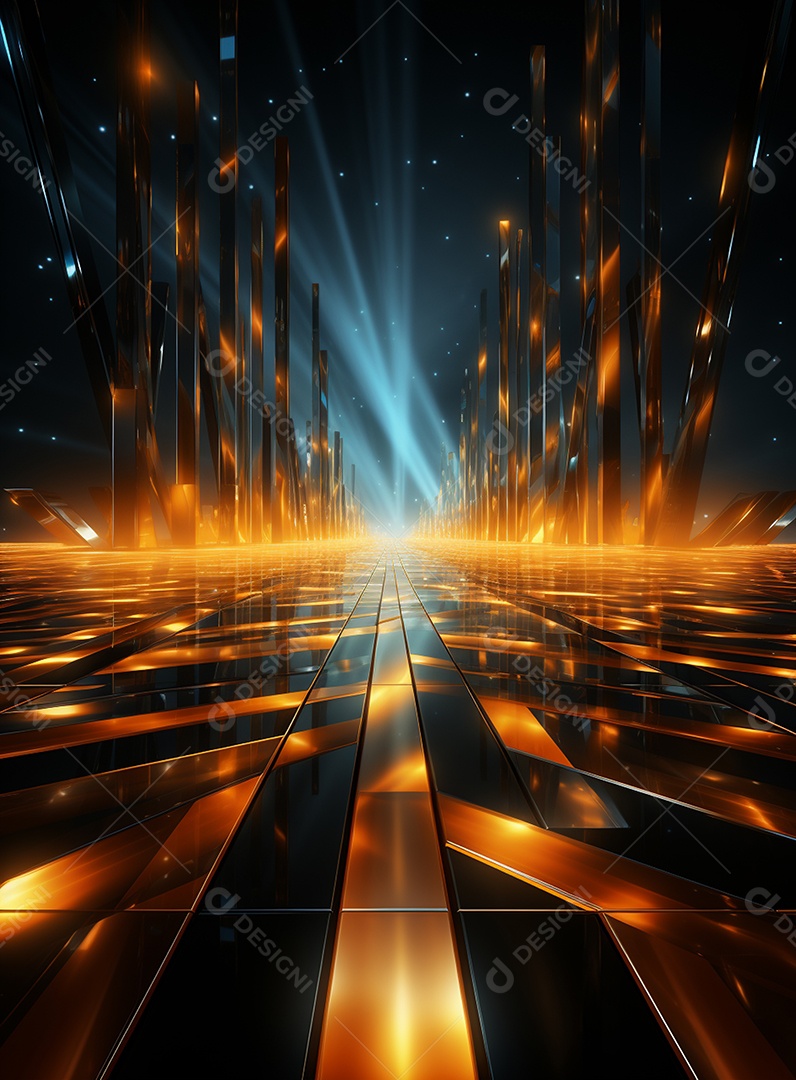 Pano de fundo com iluminação de holofotes laranja para folhetos imagem realista ultra hd design alto