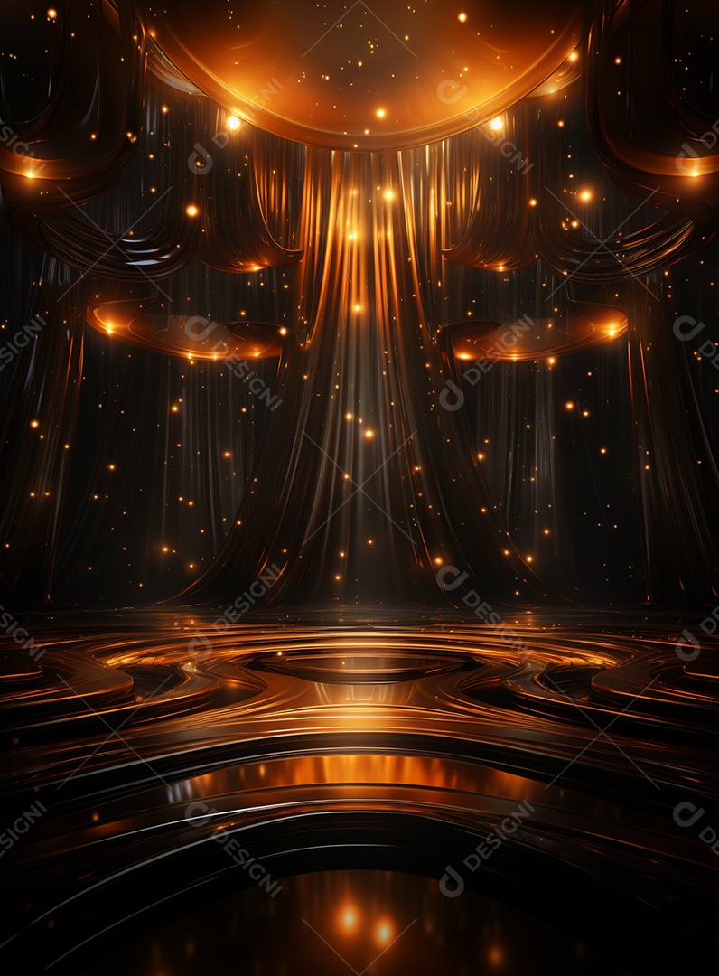 Pano de fundo com iluminação de holofotes laranja para folhetos imagem realista ultra hd design alto