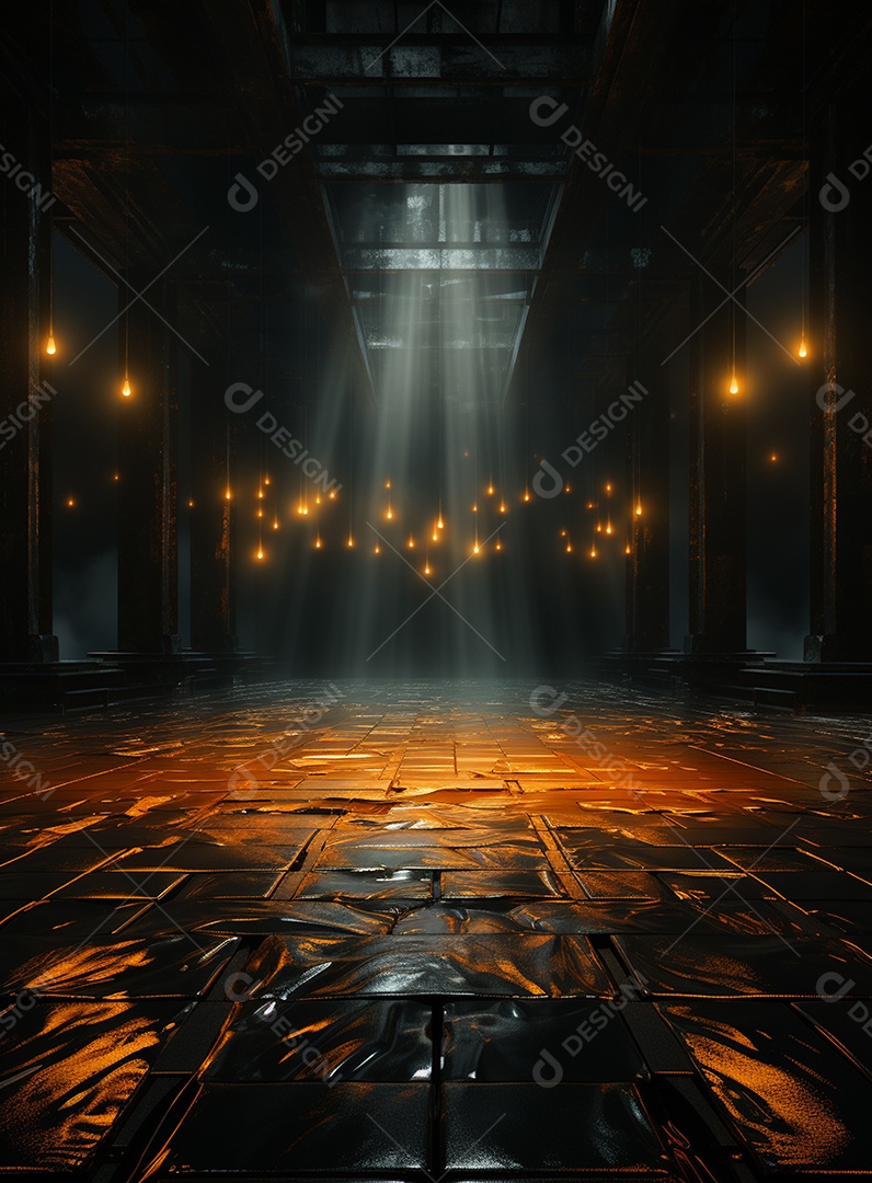 Pano de fundo com iluminação de holofotes laranja para folhetos imagem realista ultra hd design alto