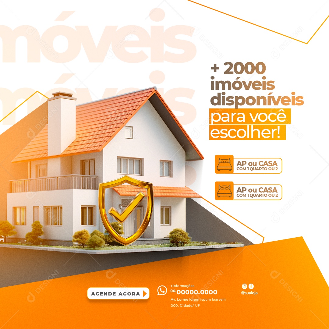 Imobiliária Imóveis Disponíveis para Você Escolher Social Media PSD Editável
