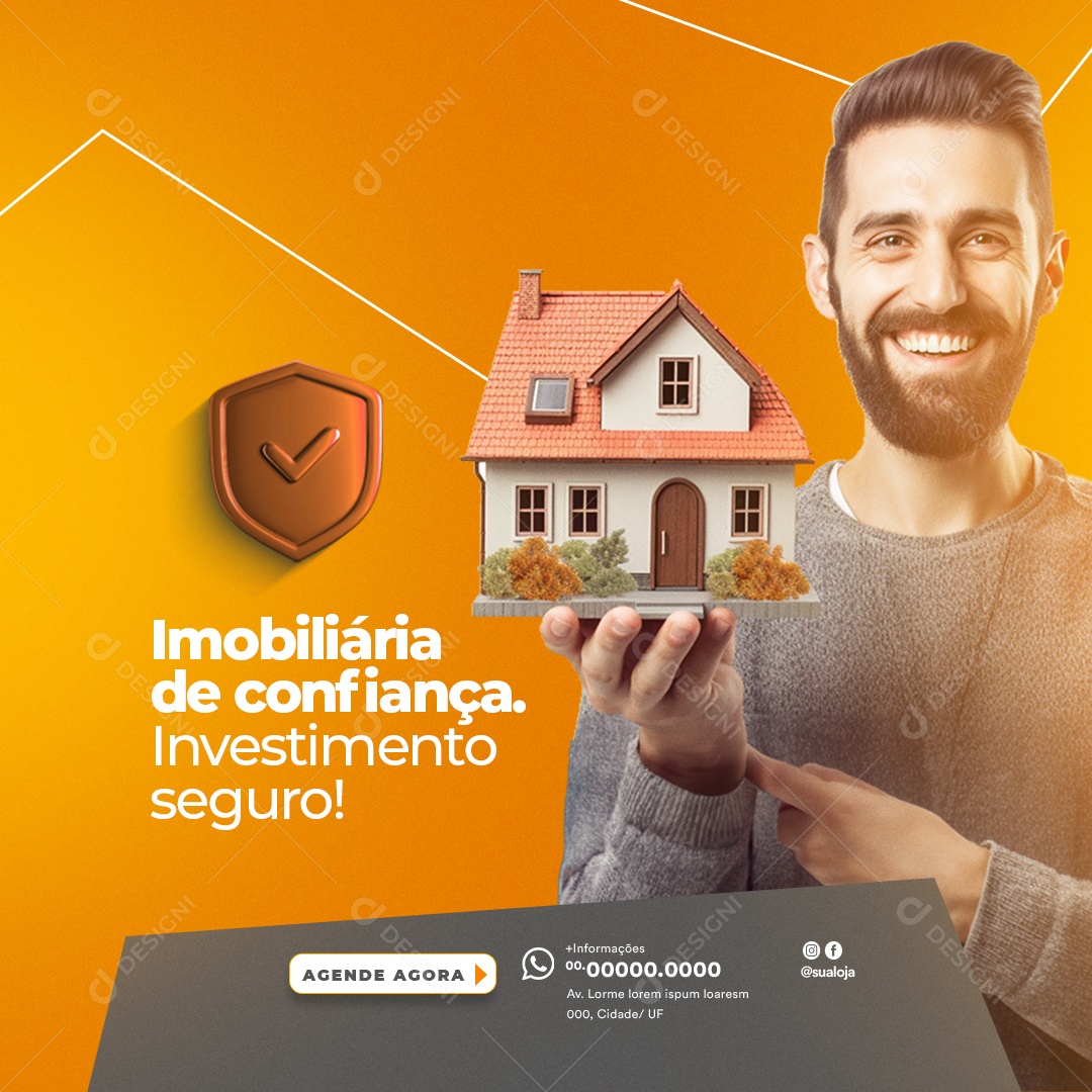 Imobiliária de Confiança Investimento Seguro Social Media PSD Editável