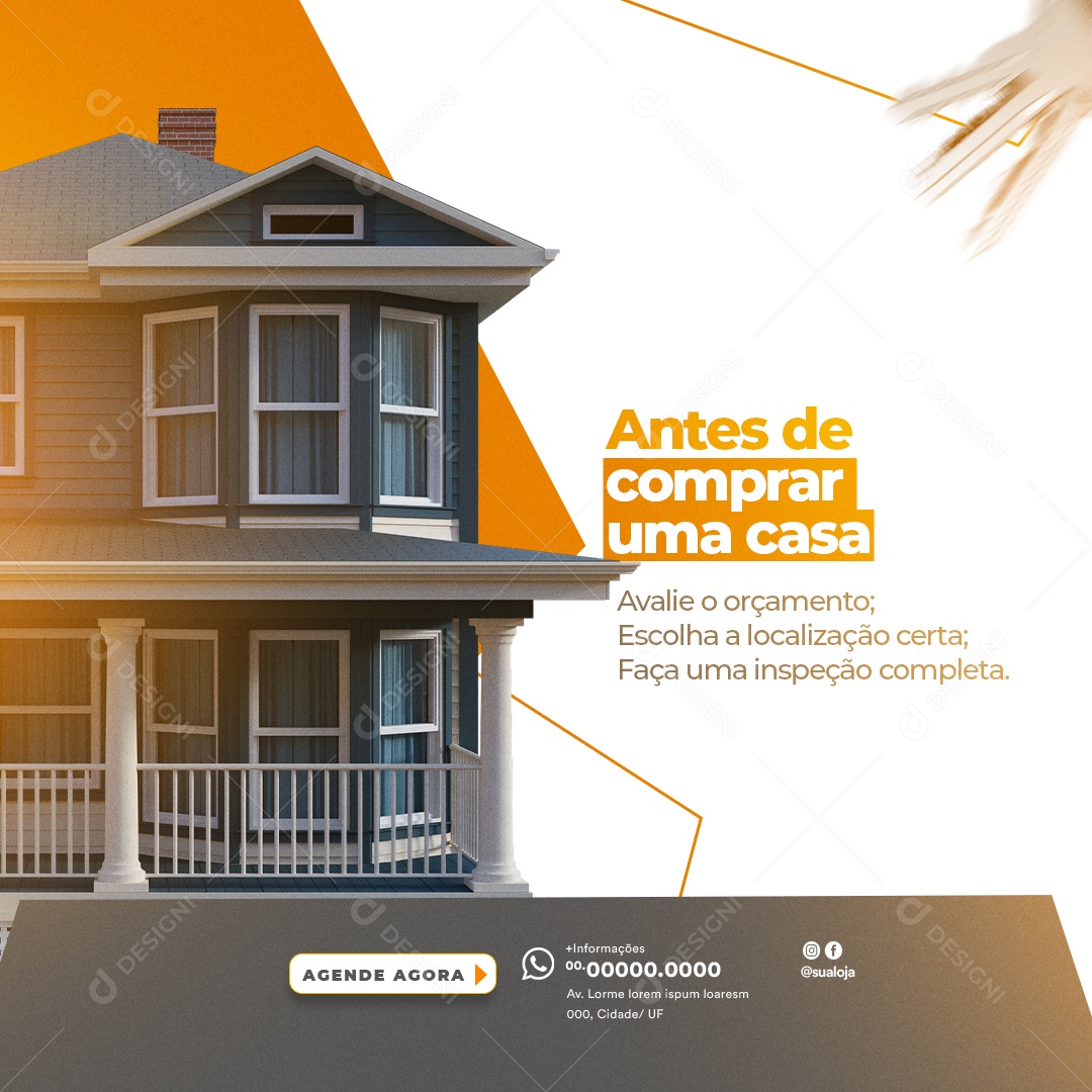 Imobiliária Antes de Comprar uma Casa Avalie o Orçamento Social Media PSD Editável