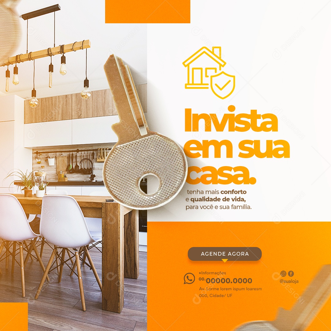 Imobiliária Invista em sua Casa Agende Agora Social Media PSD Editável