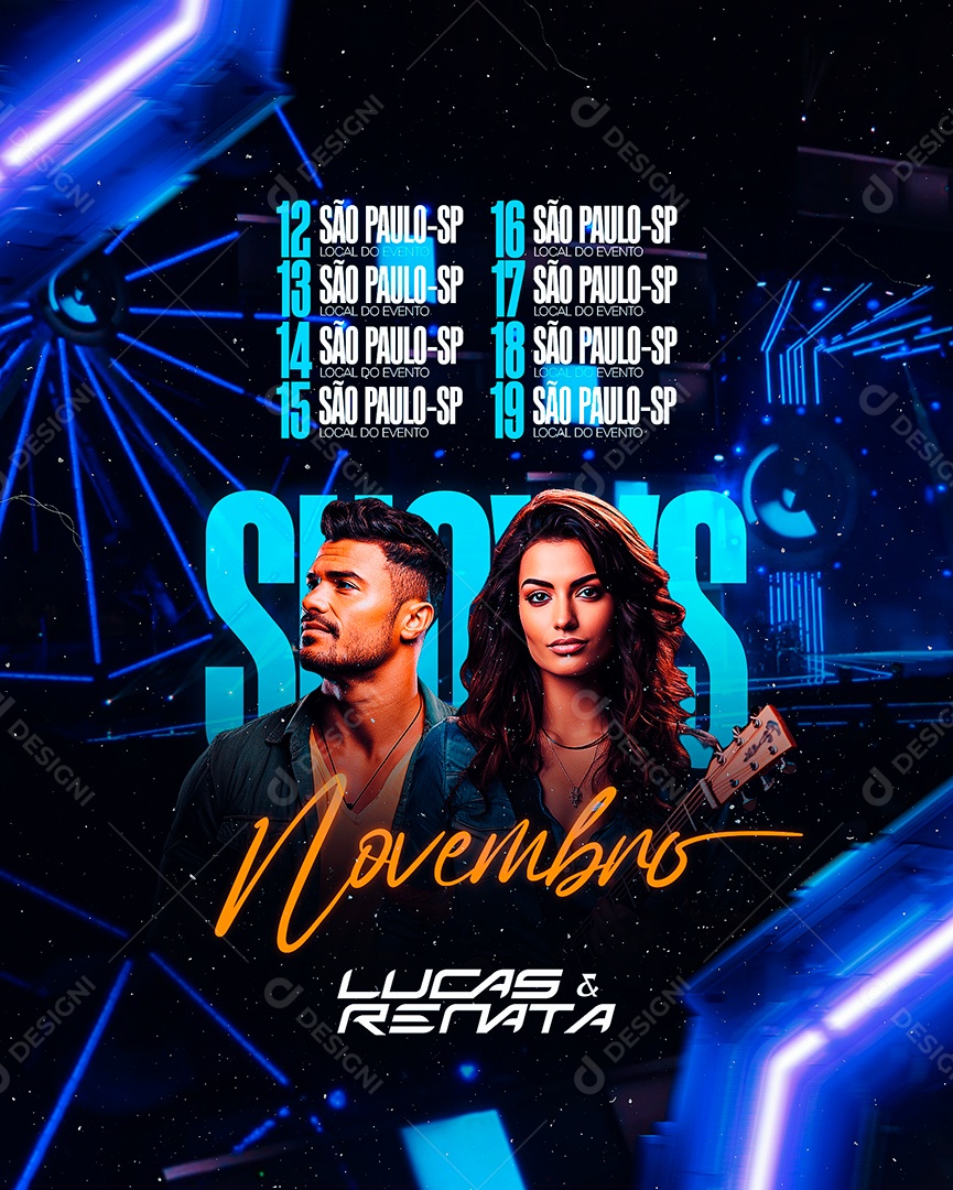 Flyer Shows Novembro Lucas & Renata Social Media PSD Editável