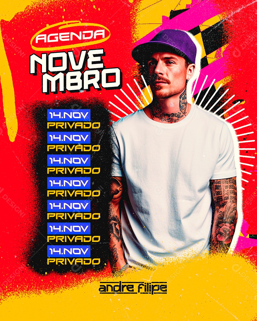 Flyer Agenda Novembro Andre Filipe Social Media PSD Editável