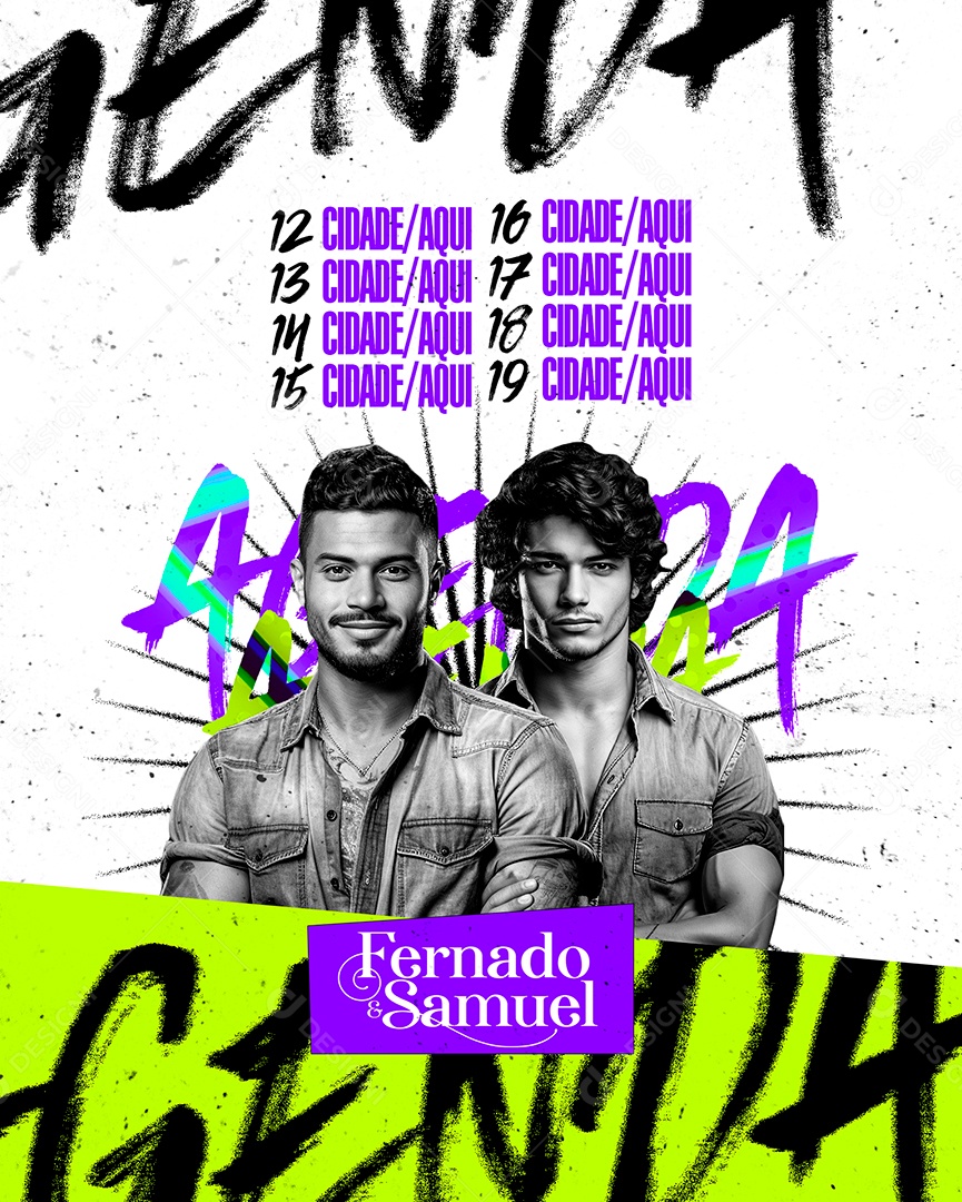 Flyer Agenda Shows Fernado & Samuel Social Media PSD Editável