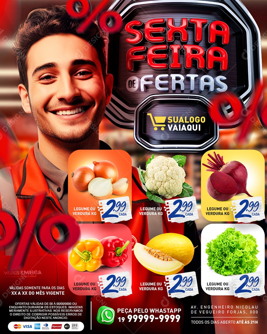 Tabloide Sexta Feira De Ofertas Hortifruti Cebola Beterraba Pimentão e Melão Social Media PSD Editável