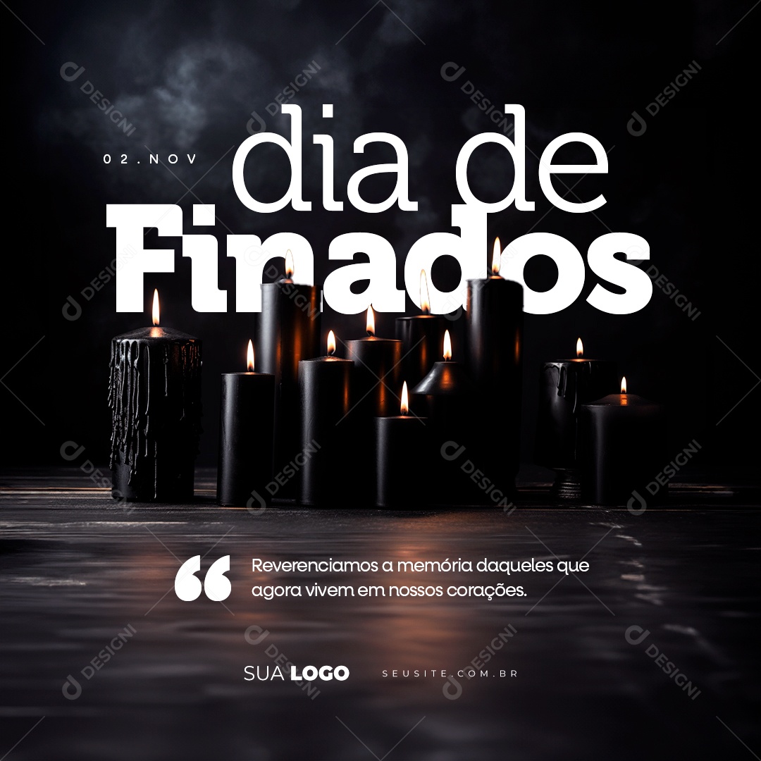 Dia de Finados Reverenciamos a Memória Daqueles que Agora Vivem em Nossos Corações Social Media PSD Editável