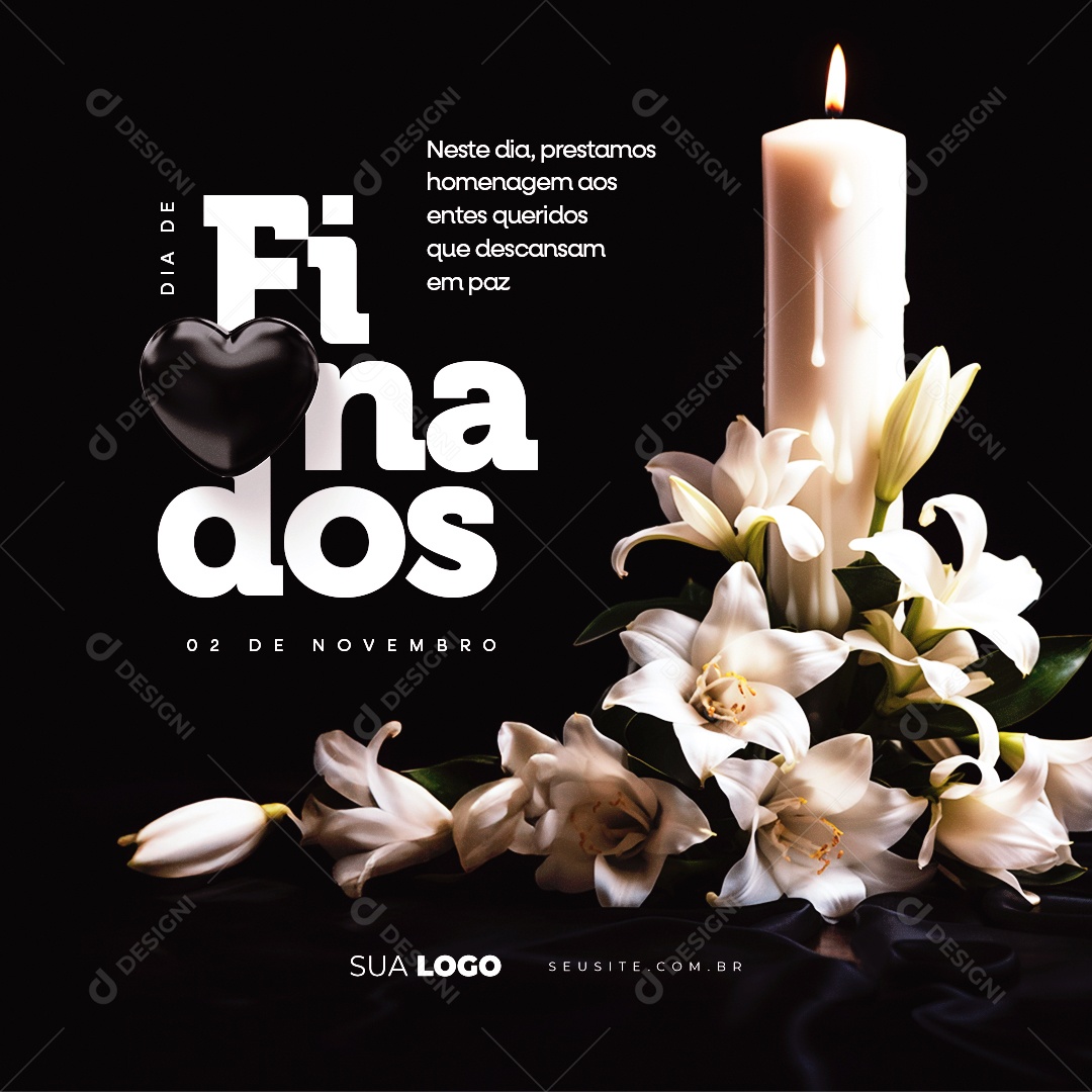 Dia de Finados Prestamos Homenagem aos Entes Queridos que Descansam em Paz Social Media PSD Editável