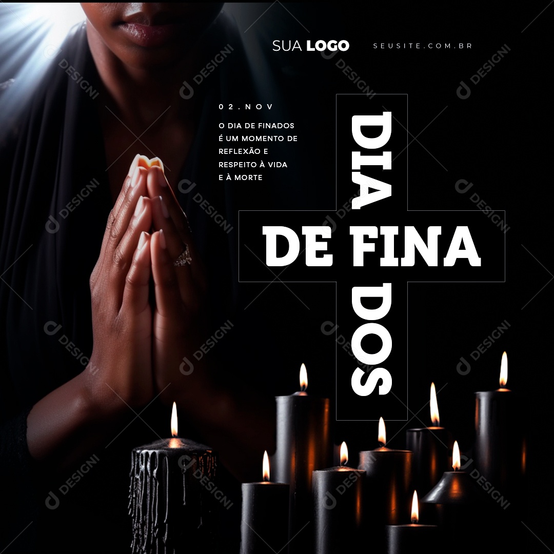 Dia de Finados é um Momento de Reflexão e Respeito à Vida e à Morte Social Media PSD Editável