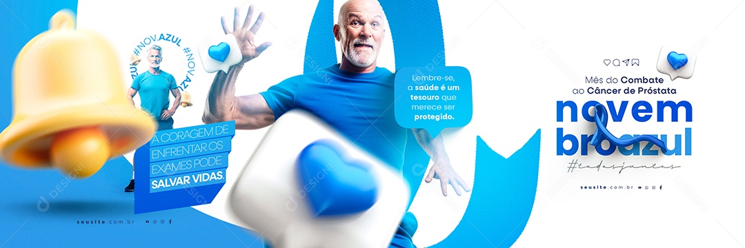 Carrossel Novembro Azul Mês do Combate ao Câncer de Próstata Social Media PSD Editável