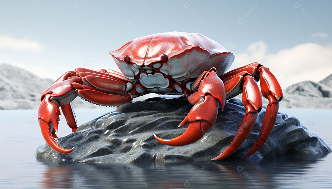 Caranguejo vermelho sobre fundo desfocado