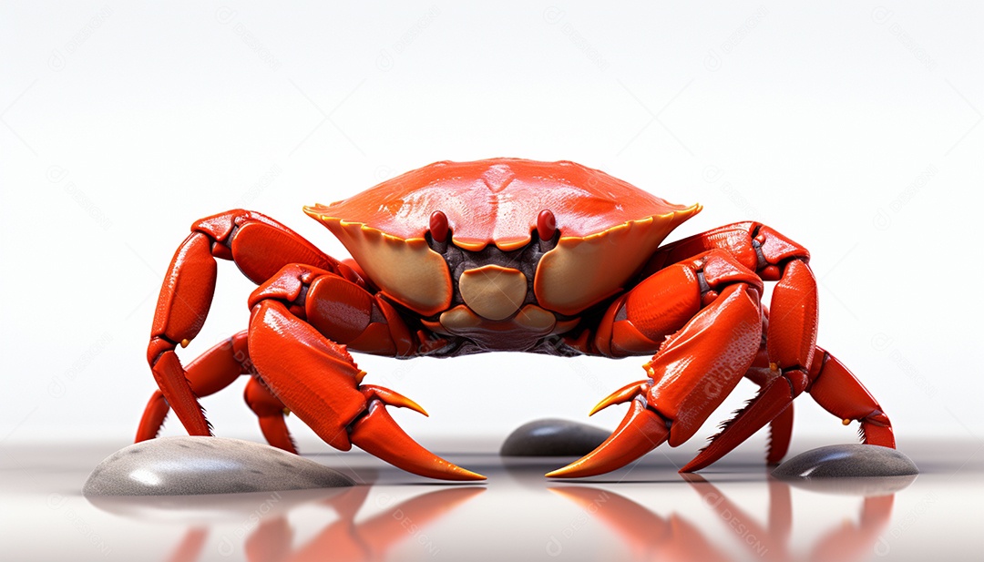 Caranguejo vermelho sobre fundo isolado