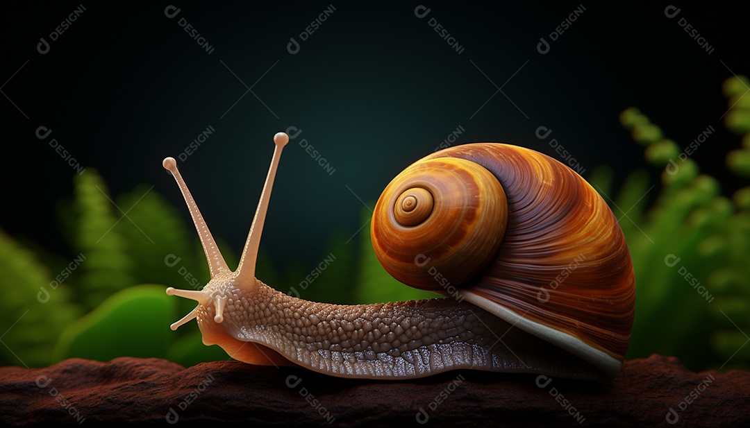 Caracol sobre uma tábua de madeira