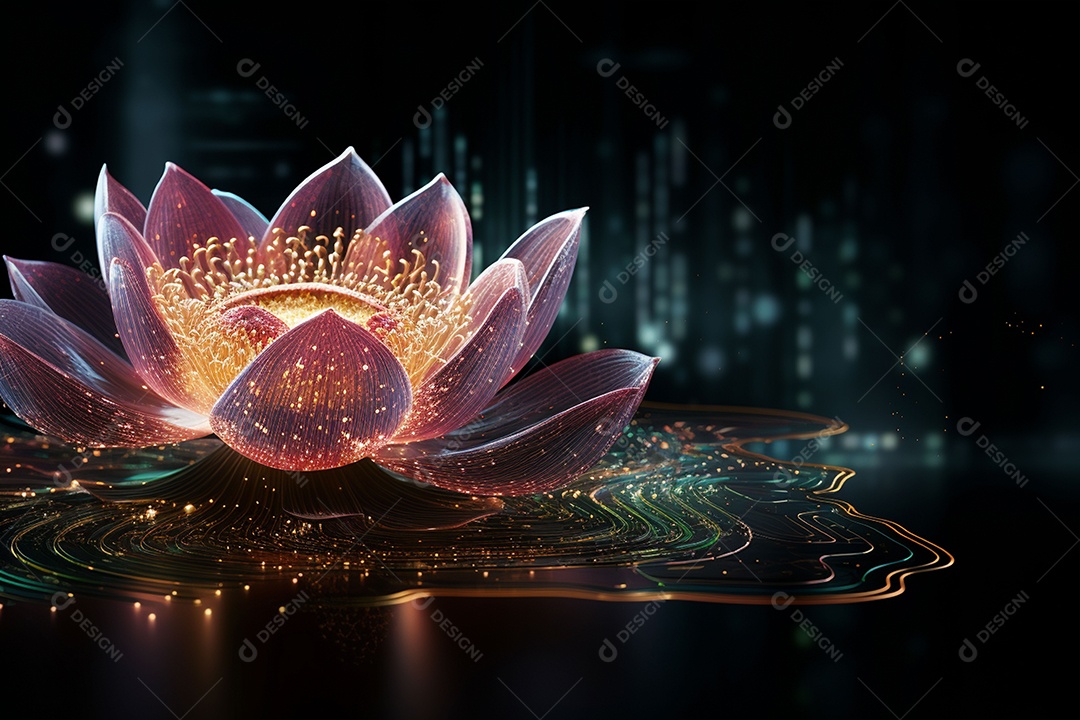 Lindo lótus graciosamente posicionado em fundo escuro