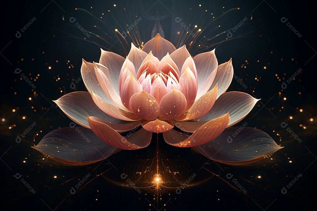 Lindo lótus graciosamente posicionado em fundo escuro