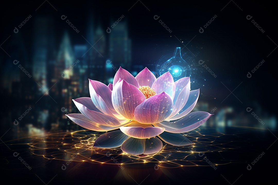 Lindo lótus graciosamente posicionado em fundo escuro