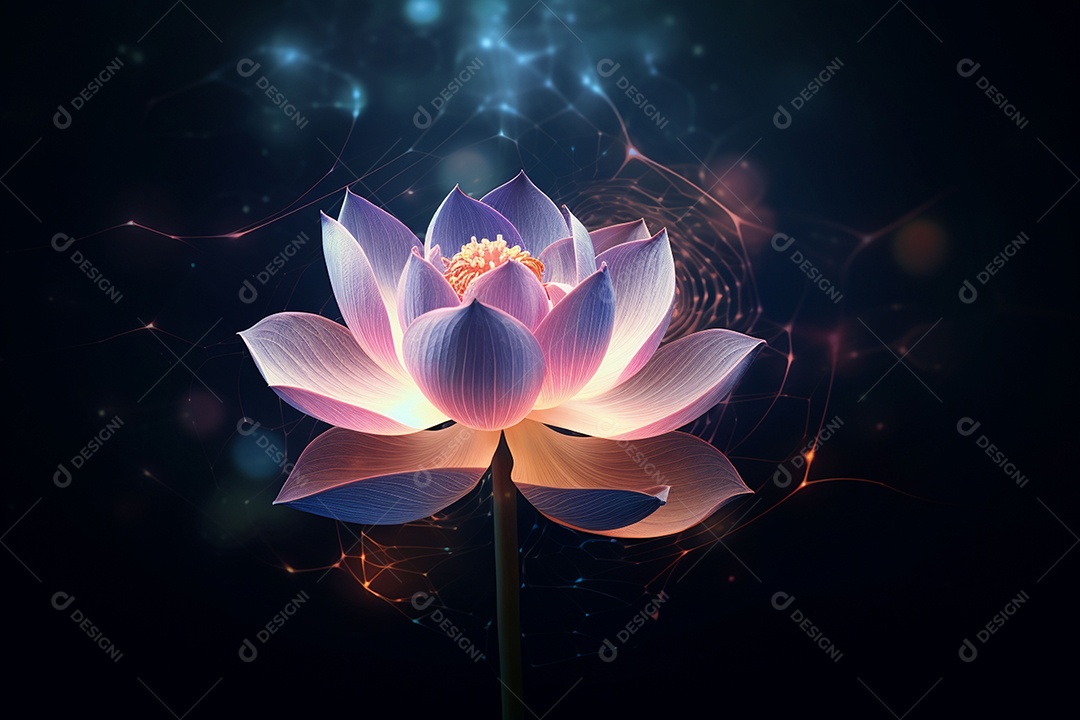 Lindo lótus graciosamente posicionado em fundo escuro