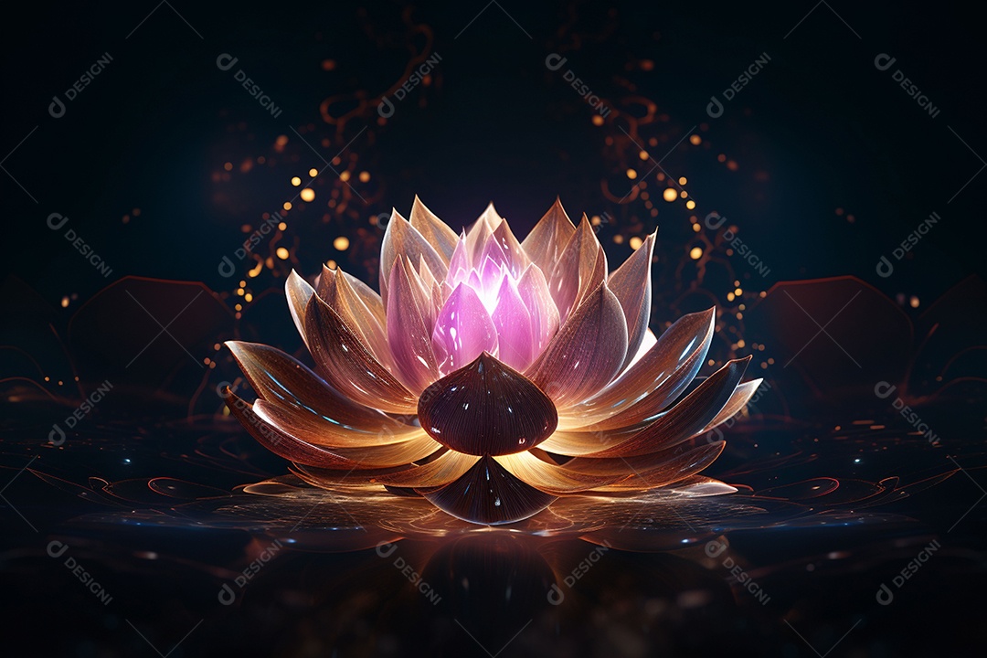 Lindo lótus graciosamente posicionado em fundo escuro