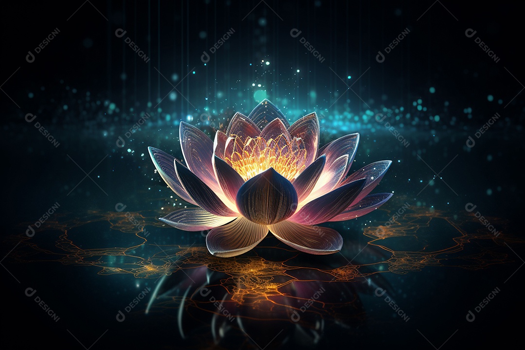 Lindo lótus graciosamente posicionado em fundo escuro