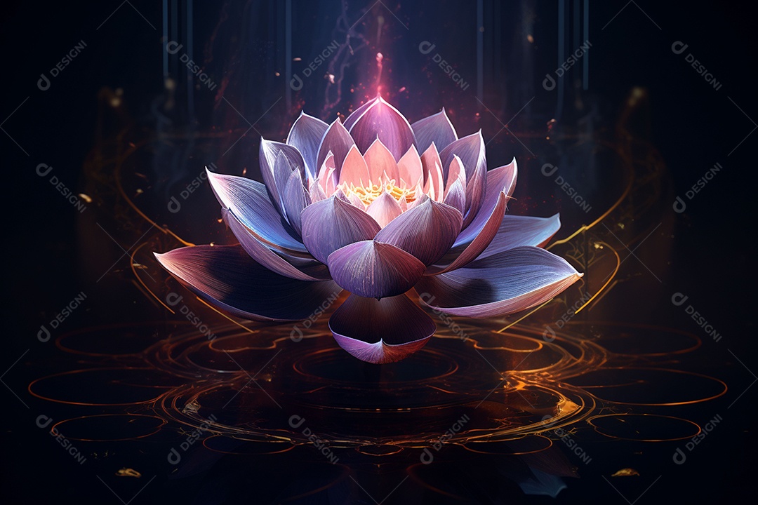 Lindo lótus graciosamente posicionado em fundo escuro