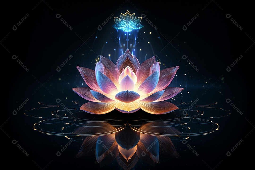 Lindo lótus graciosamente posicionado em fundo escuro