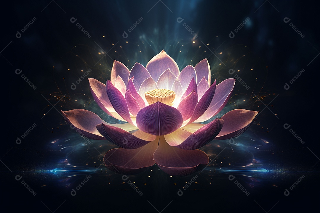 Lindo lótus graciosamente posicionado em fundo escuro