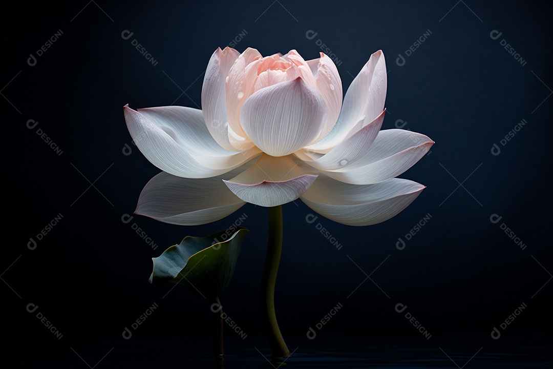 Lindo lótus graciosamente posicionado em fundo escuro