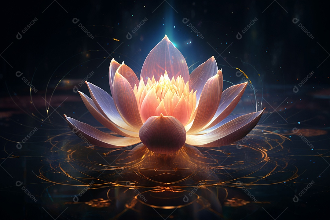 Lindo lótus graciosamente posicionado em fundo escuro