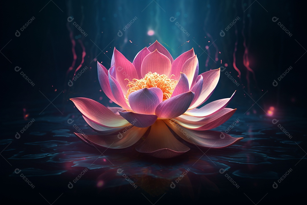 Lindo lótus graciosamente posicionado em fundo escuro